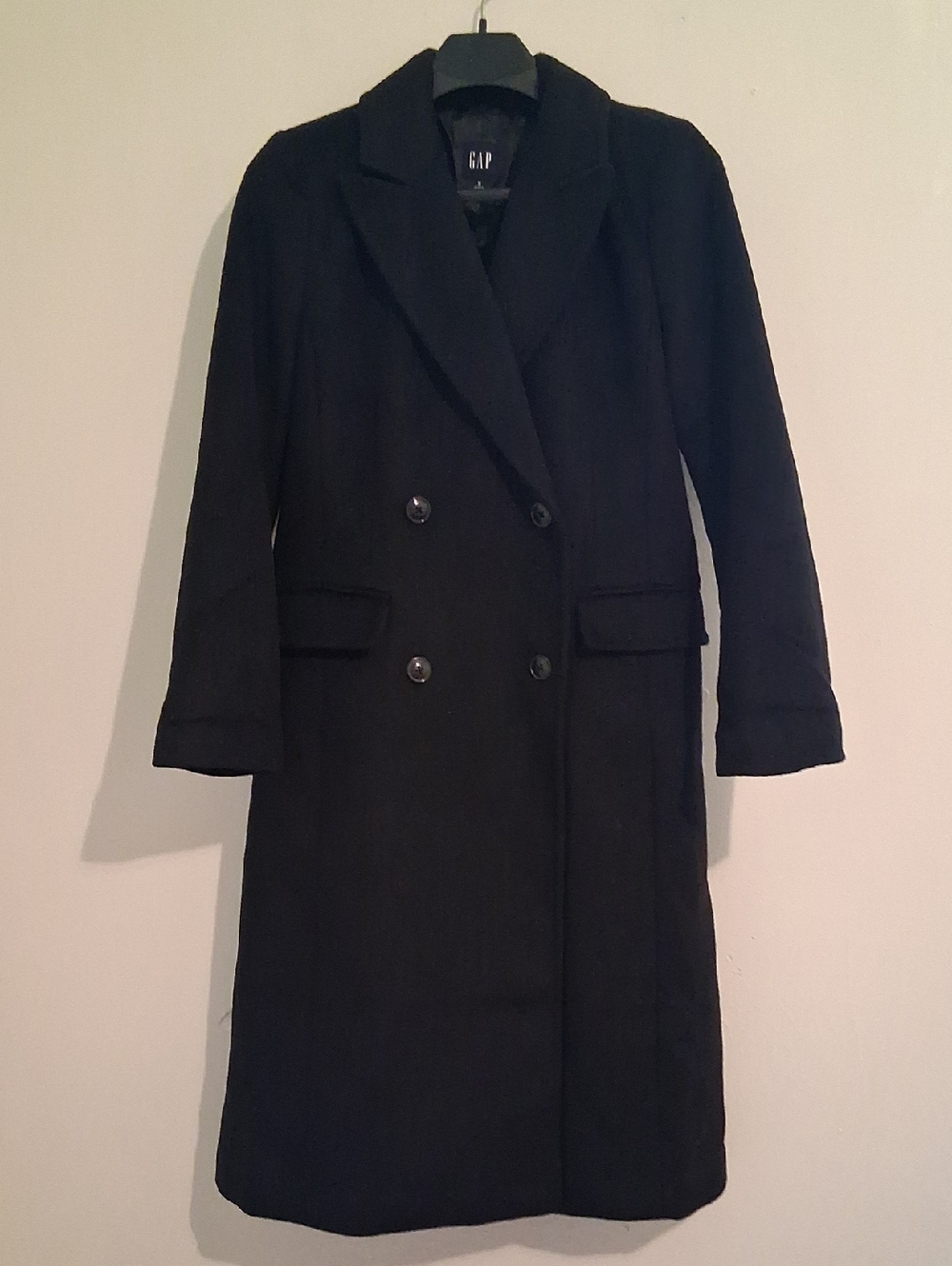 GAP Black Double-Breasted Wool Pea Coat